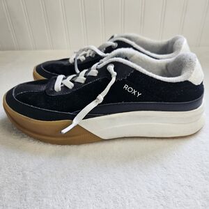 Roxy Womens Sneakers in Black and White with Brown Sole
